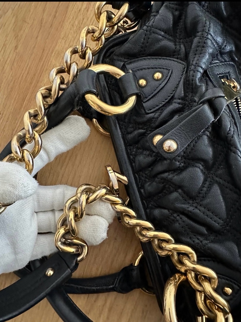 Marc Jacobs Stam Black Quilted Leather Kisslock Chain Shoulder Bag - Picture 11 of 12